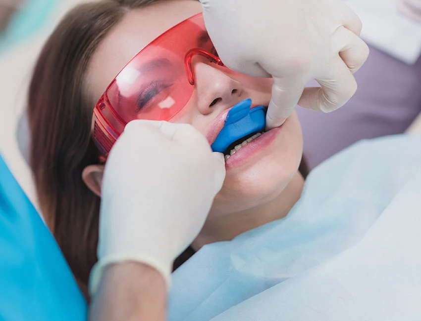 Patient getting fluoride treatment