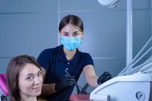 Dentist and patient in Lancaster, CA