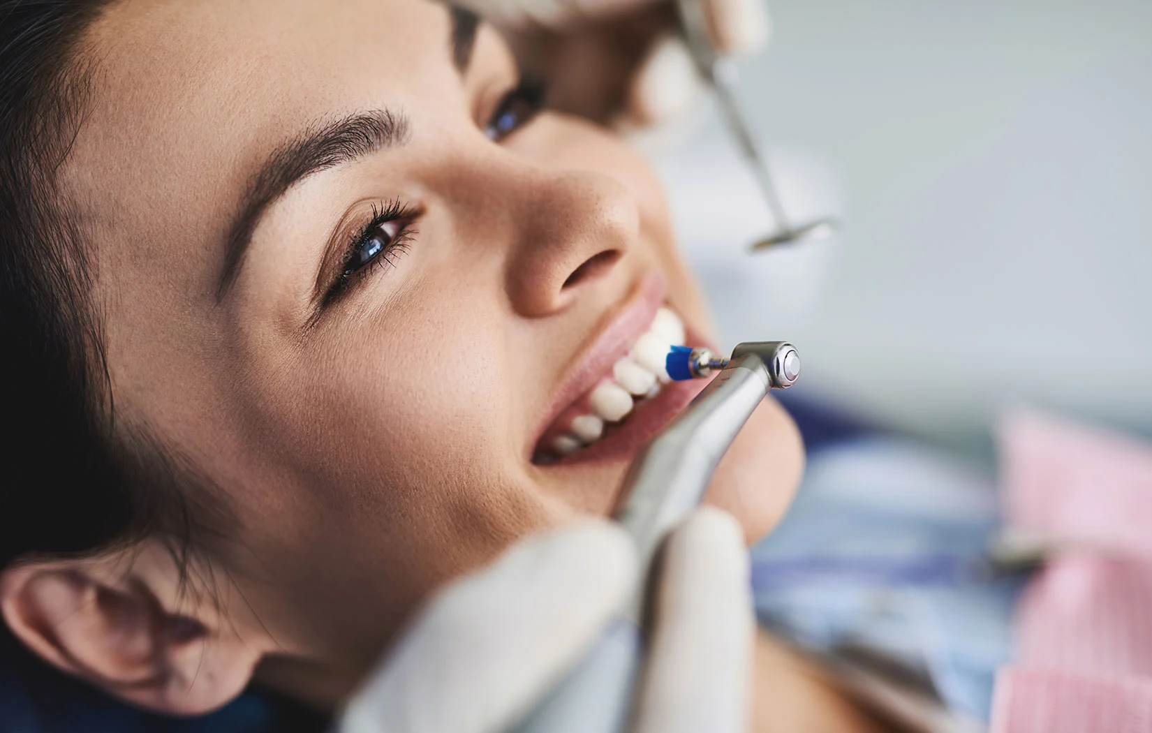 Patient getting teeth cleaning in Lancaster, CA